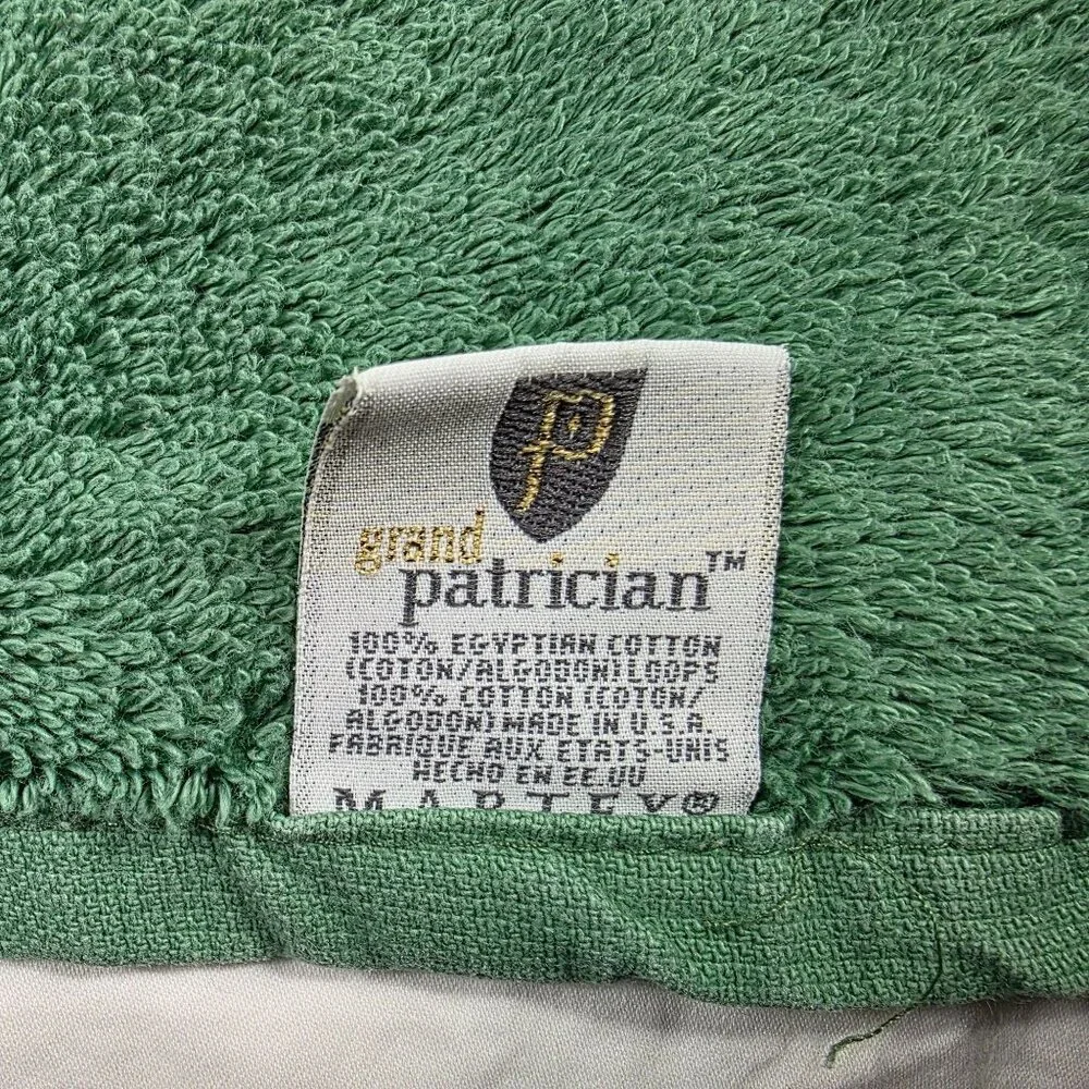 Vintage Grand Patrician Bath Towel Green Egyptian Cotton Made In USA Summer Out